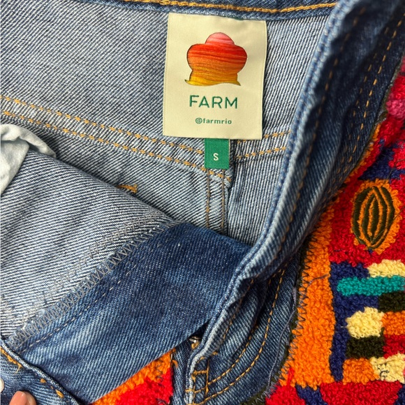 Farm Rio Patches High Rise Denim Shorts - Picture 10 of 11